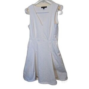Banana Republic Women's Mini Dress White Denim Pockets Stretch Size 6